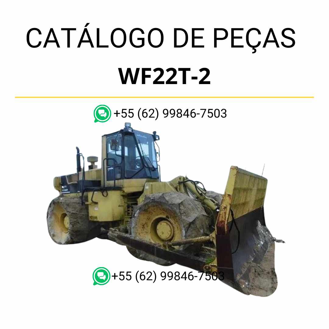 Catálogo de peças Komatsu WF22T-2 em PDF, com ilustrações técnicas e lista de componentes originais do compactador e carregador