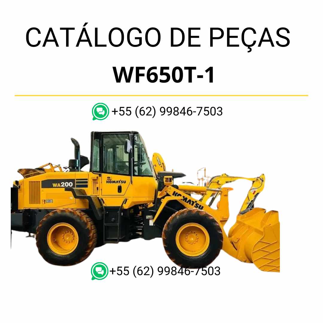 Catálogo de peças Komatsu WF650T-1 em PDF, com ilustrações técnicas e identificação de componentes para compactador e carregador