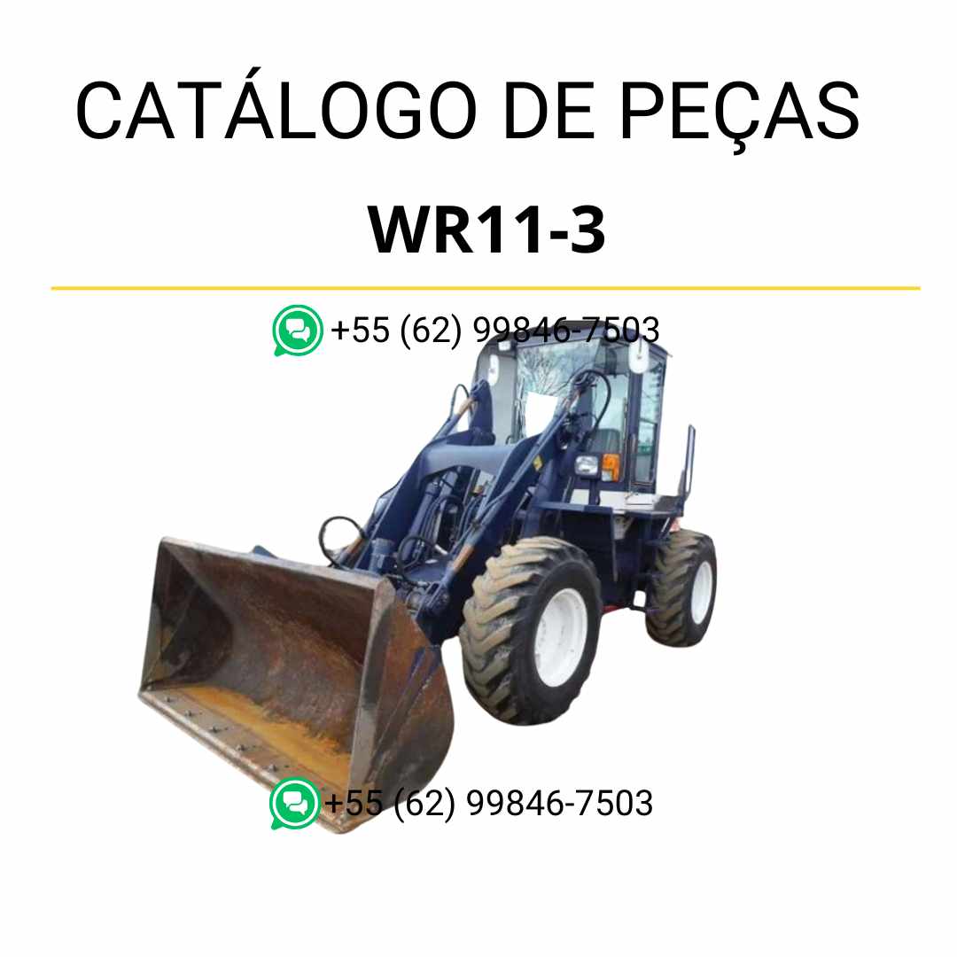 Catálogo de peças Komatsu WR11-3 em PDF, com diagramas técnicos e identificação detalhada dos componentes da carregadeira de rodas.