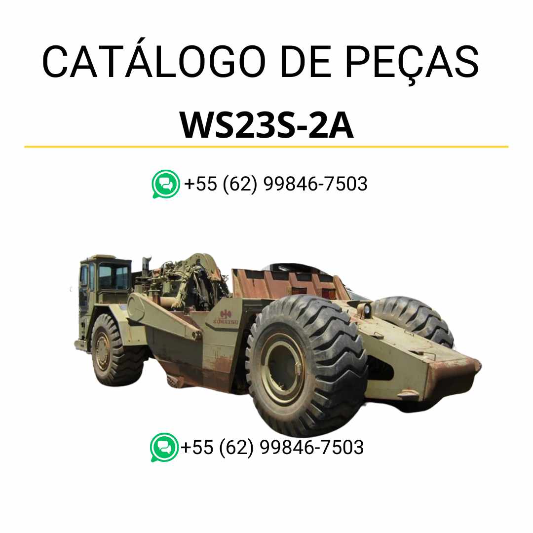 Catálogo de peças Komatsu WS23S-2A em PDF para motor scrapers, com ilustrações técnicas e identificação detalhada de componentes originais