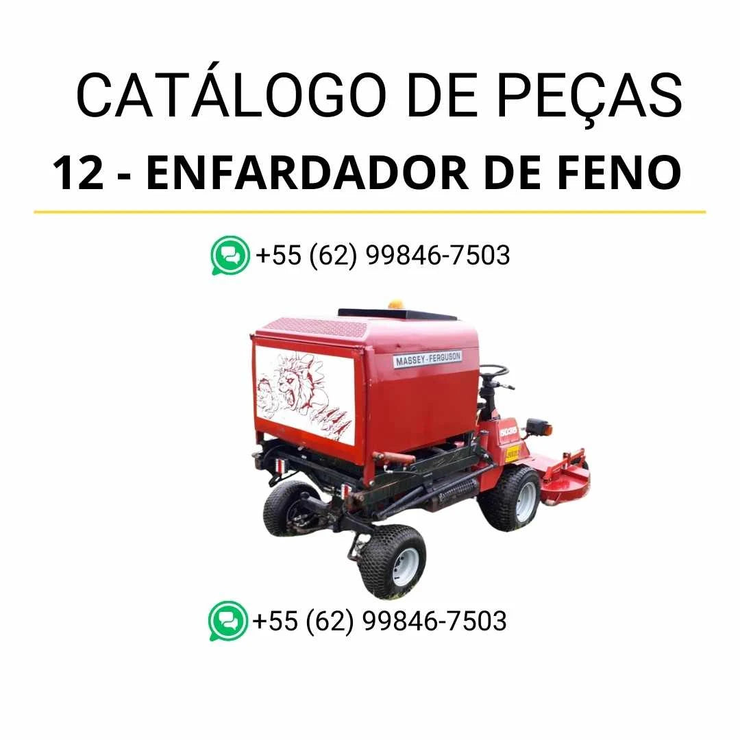 Catálogo de peças Massey Ferguson 12 enfardador de feno em PDF, com diagramas técnicos e identificação completa dos conjuntos e componentes.