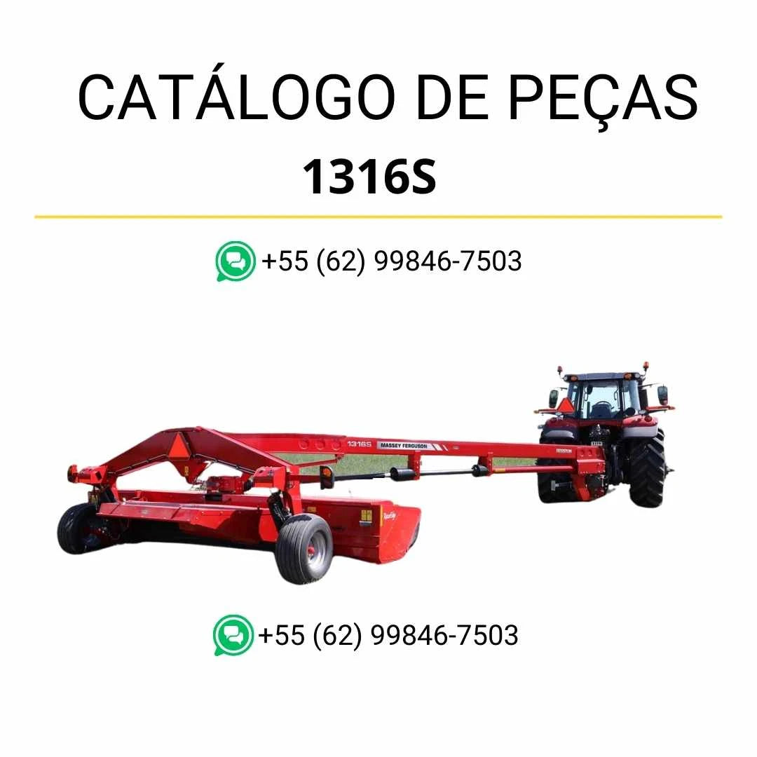Catálogo de peças Massey Ferguson 1316S cortadora rotativa em PDF, com diagramas ilustrados e identificação completa dos componentes mecânicos.