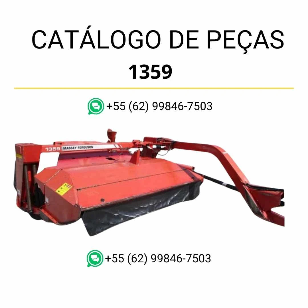 Catálogo de peças Massey Ferguson 1359 cortadora de disco em PDF, com vistas técnicas detalhadas e identificação completa dos componentes.