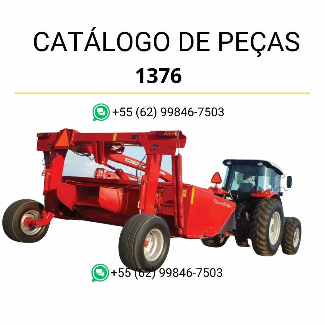 Catálogo de peças Massey Ferguson 1376 cortadora rotativa em PDF, com ilustrações técnicas e identificação detalhada dos conjuntos e componentes.