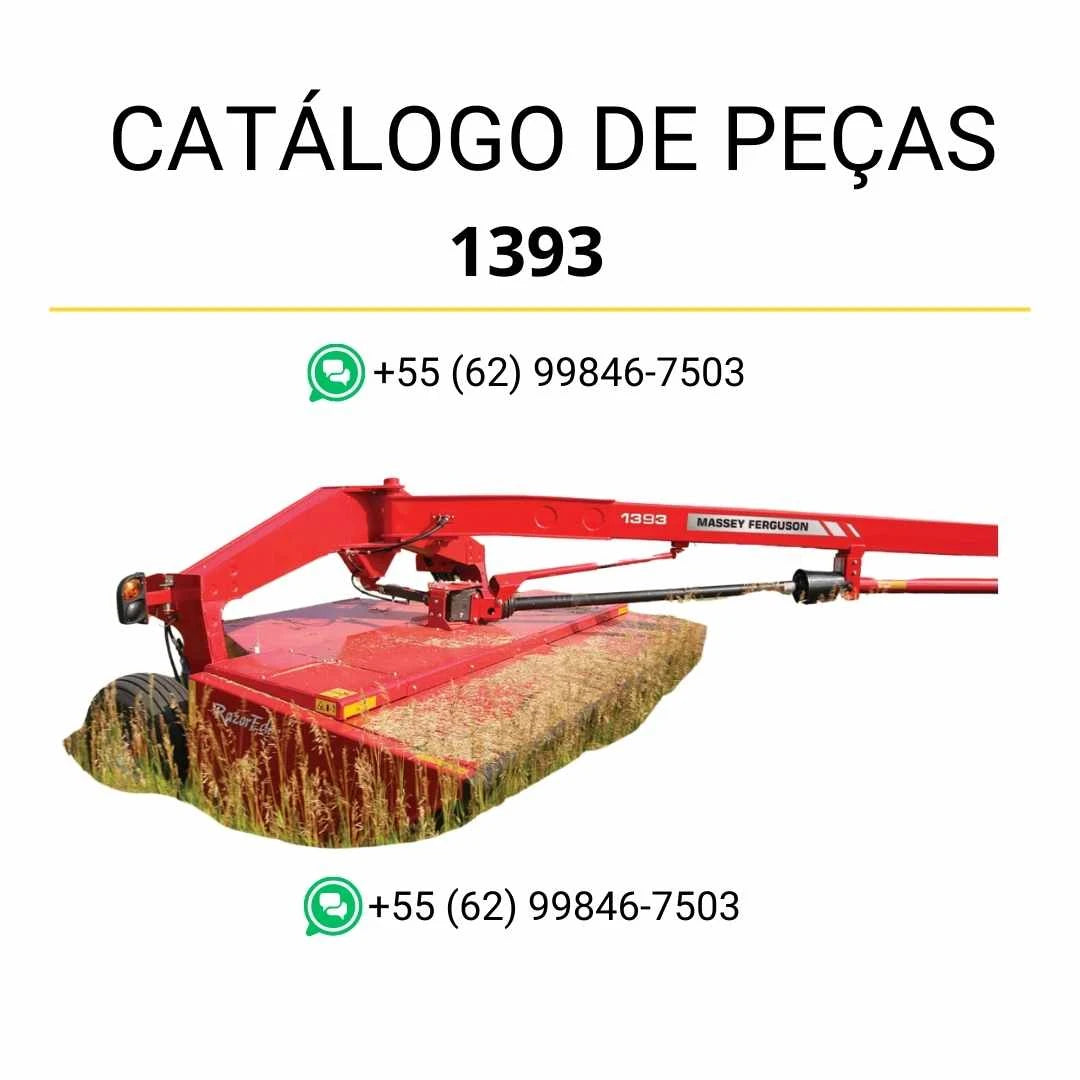 Catálogo de peças Massey Ferguson 1393 cortadora rotativa em PDF, com diagramas ilustrados e identificação completa dos conjuntos e componentes.