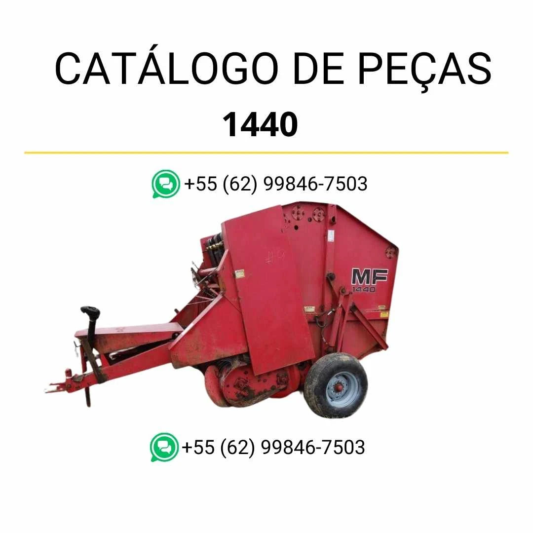 Catálogo de peças Massey Ferguson 1440 enfardadora em PDF, com diagramas ilustrados e referência completa dos componentes para manutenção.