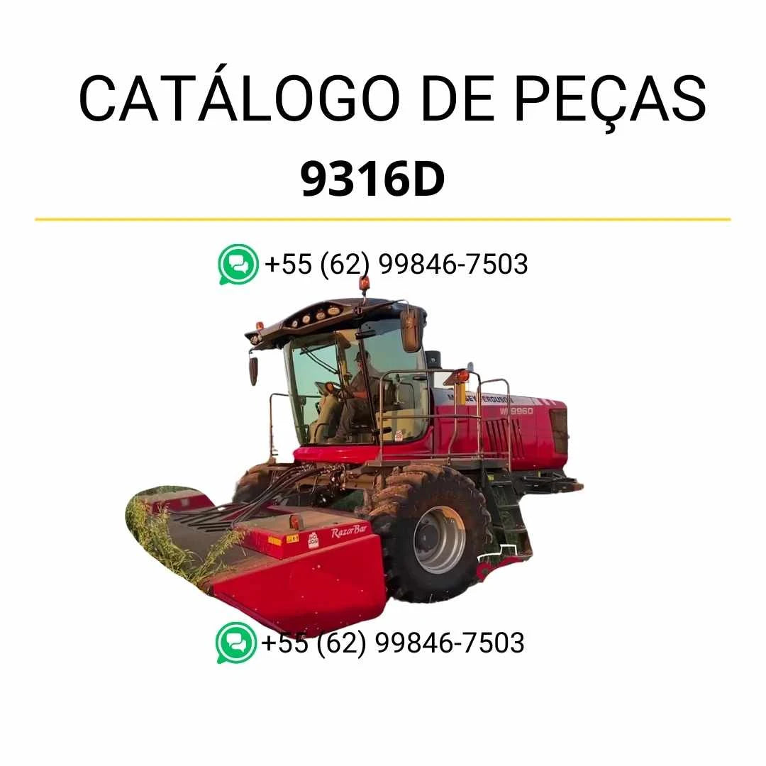 Catálogo de peças Massey Ferguson 9316D em PDF, com ilustrações técnicas e identificação detalhada dos componentes da plataforma rotativa