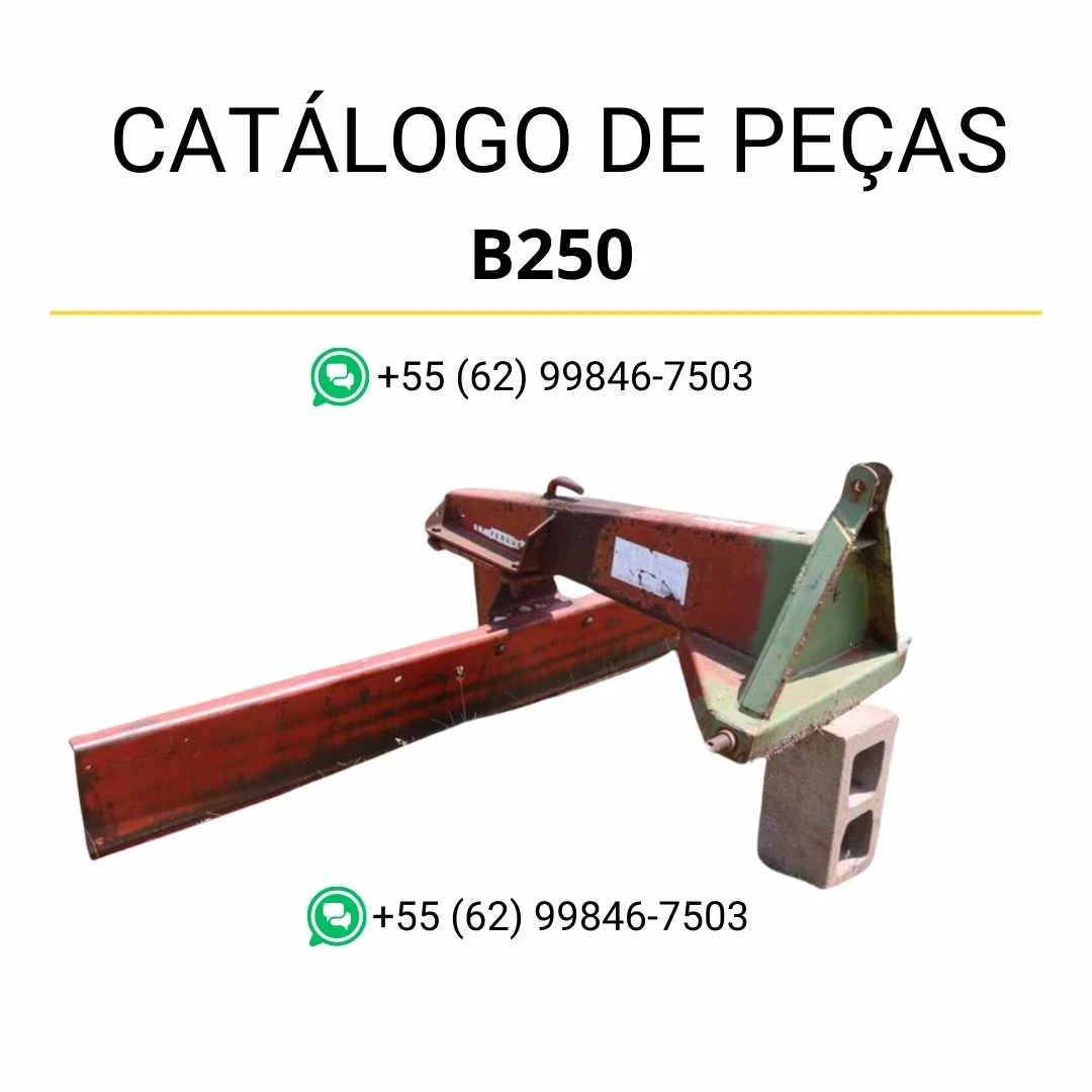 Catálogo de peças Massey Ferguson B250 Blade em PDF, apresentando componentes ilustrados e identificação técnica detalhada para manutenção.