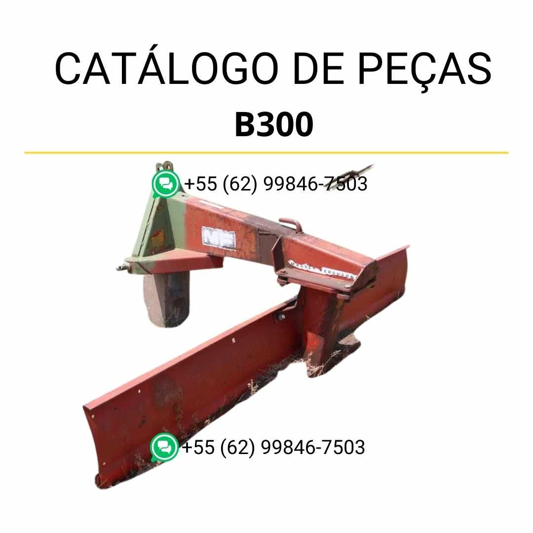 Catálogo de peças Massey Ferguson B300 Blade em PDF, com ilustrações técnicas e identificação completa dos conjuntos e componentes.