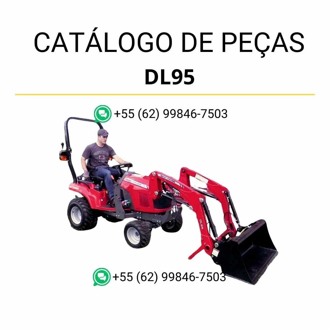 Catálogo de peças Massey Ferguson DL95 em PDF com ilustrações técnicas e detalhamento dos componentes do carregador montado