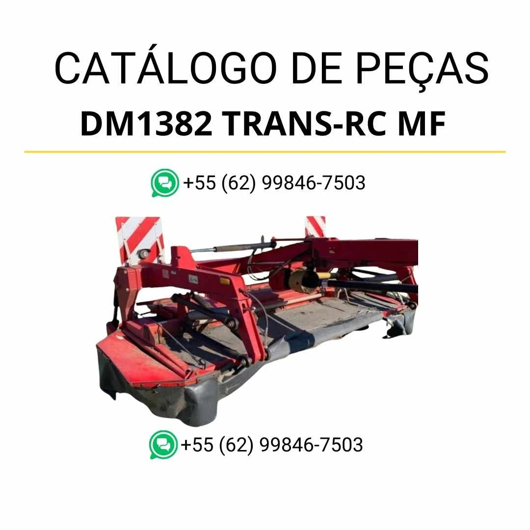 Catálogo de peças Massey Ferguson DM1382 TRANS-RC em PDF, com esquema detalhado de componentes e ilustrações técnicas da cortadora