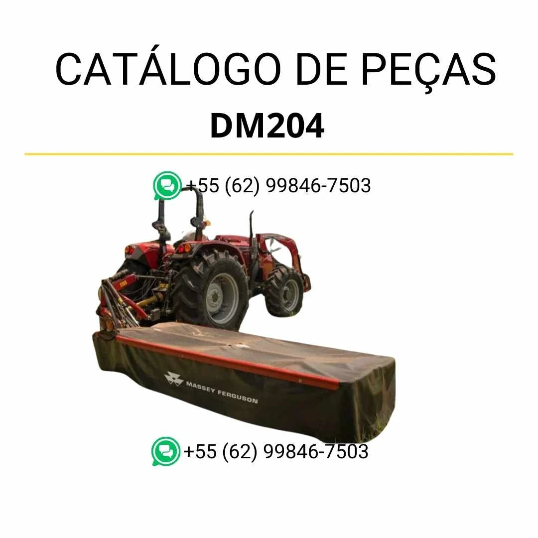 Catálogo de peças Massey Ferguson DM204 AHO em PDF com ilustrações técnicas e lista completa de componentes da cortadora