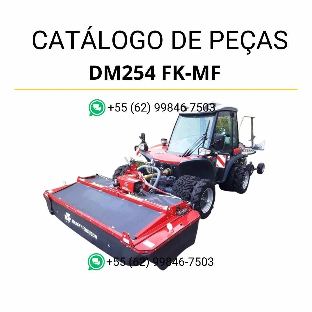Catálogo de peças Massey Ferguson DM254 FK-MF NWU em PDF com diagramas ilustrados e identificação técnica dos componentes da cortadora