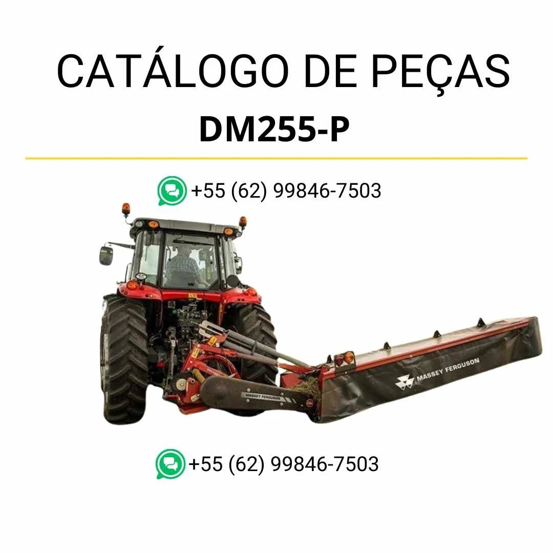 Catálogo de peças Massey Ferguson DM255-P AHQ em PDF com ilustrações técnicas e identificação completa dos componentes da cortadora