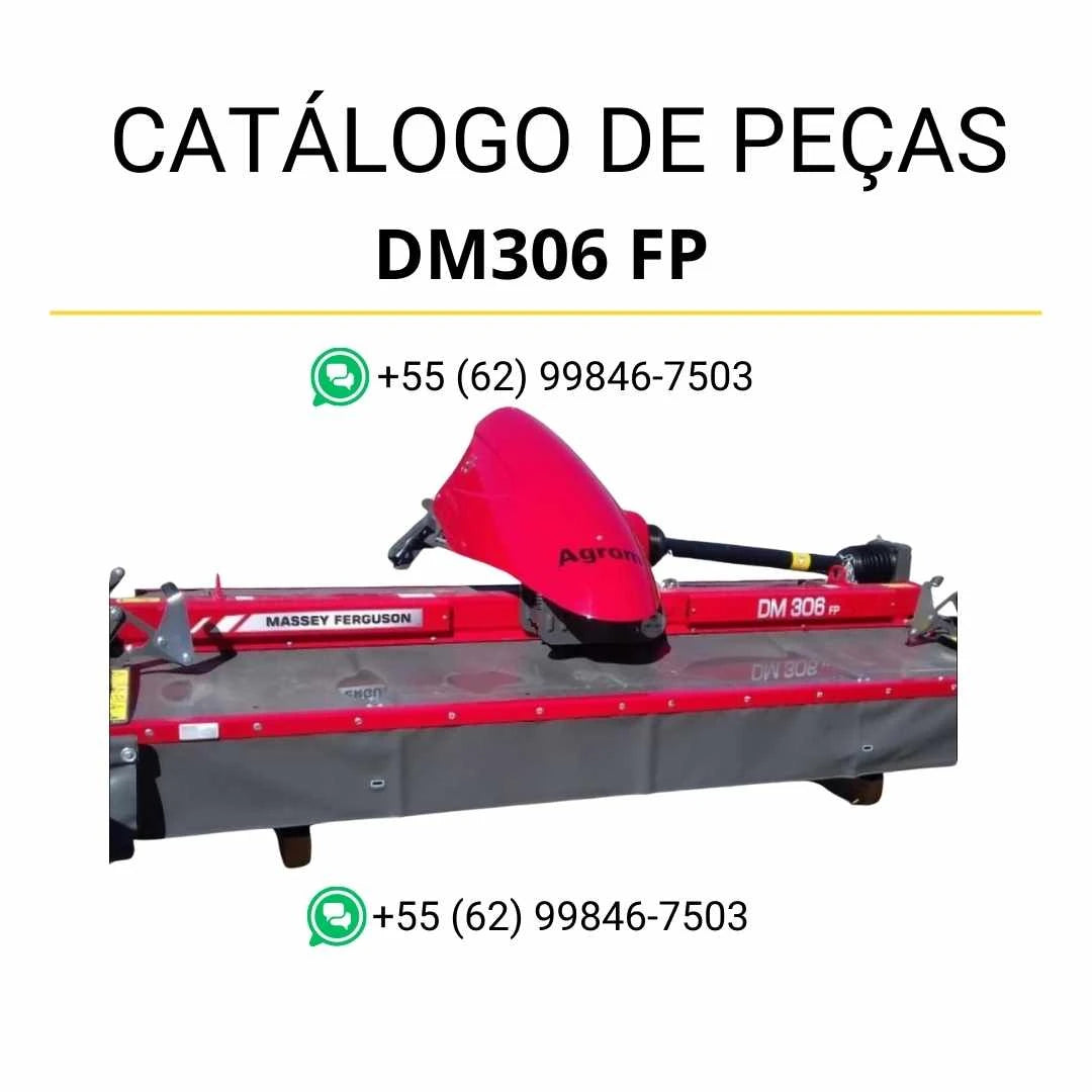 Catálogo de peças Massey Ferguson DM306 FP MF NVP em PDF, com ilustrações técnicas e identificação detalhada dos componentes da cortadora
