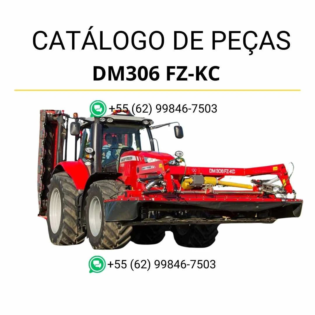 Catálogo de peças Massey Ferguson DM306 FZ KC AAG em PDF com ilustrações técnicas detalhadas e identificação completa dos componentes da cortadora