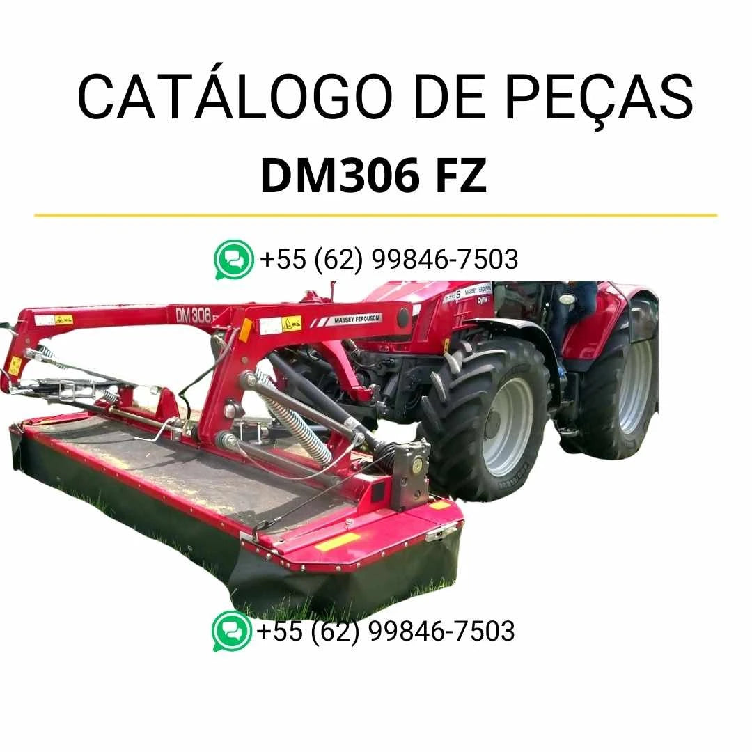 Catálogo de peças Massey Ferguson DM306 FZ MF AHW em PDF, trazendo ilustrações técnicas e identificação completa dos componentes da cortadora