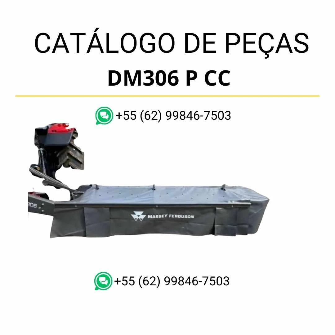 Catálogo de peças Massey Ferguson DM306 P CC MF NA NXK em PDF, com diagramas técnicos e identificação detalhada dos componentes da cortadora