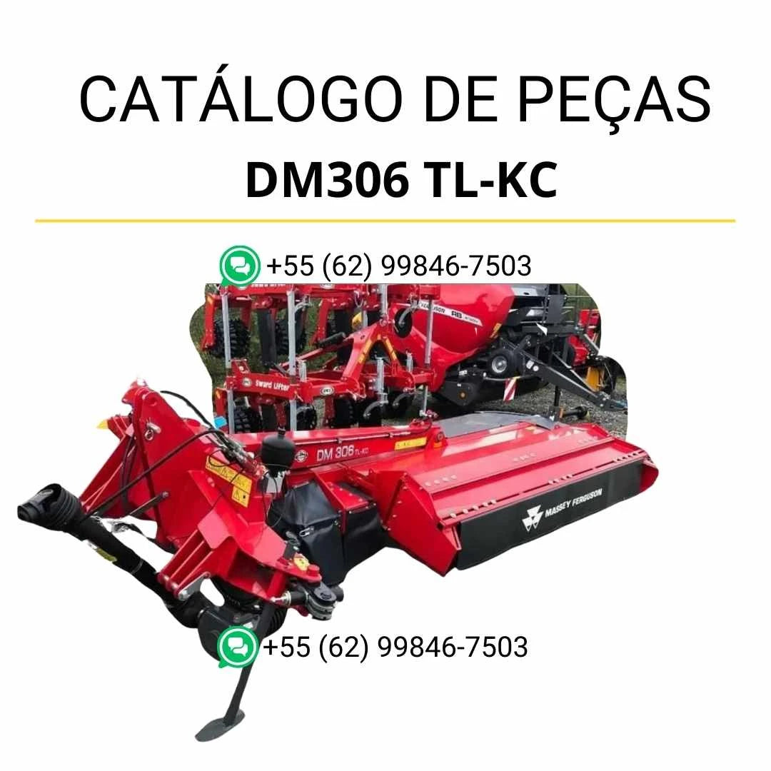 Catálogo de peças Massey Ferguson DM306 TL KC MF ALX em PDF com ilustrações técnicas e identificação completa dos conjuntos da cortadora