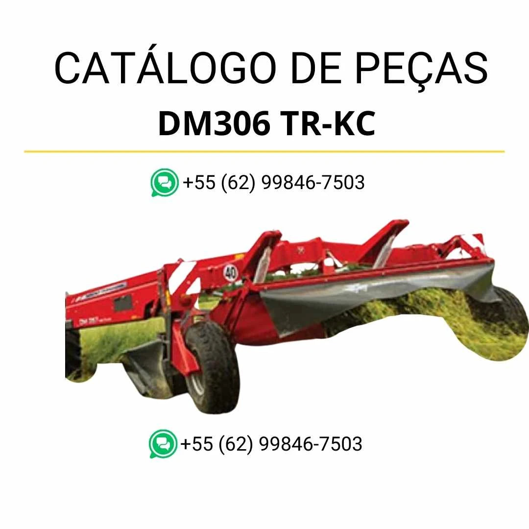 Catálogo de peças Massey Ferguson DM306 TR KC MF AKZ em PDF com diagramas ilustrados e identificação detalhada dos componentes da cortadora