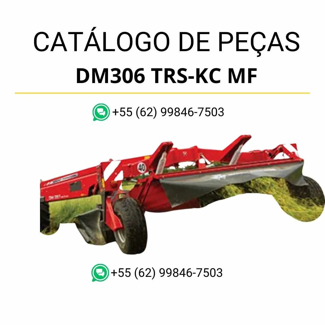 Catálogo de peças Massey Ferguson DM306 TRS KC MF AHX em PDF, com diagramas técnicos e identificação detalhada dos componentes da cortadora