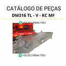 Catálogo de peças Massey Ferguson DM316 TL V KC MF NYM em PDF com ilustrações técnicas e identificação detalhada dos componentes da cortadora