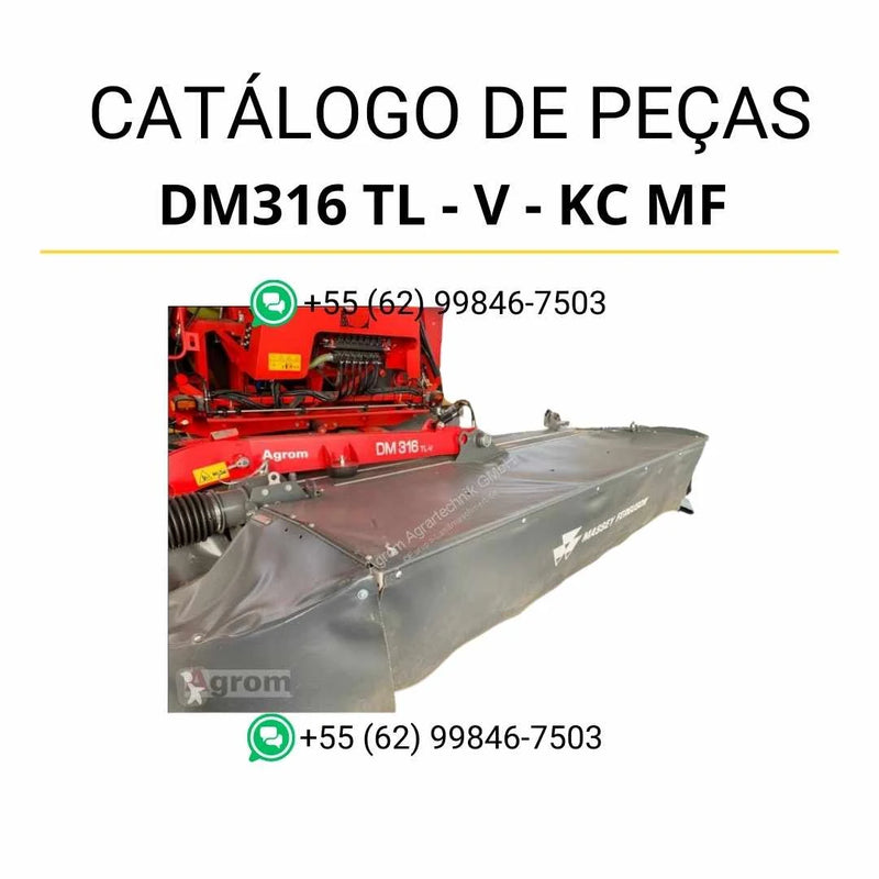 Catálogo de peças Massey Ferguson DM316 TL V KC MF NYM em PDF com ilustrações técnicas e identificação detalhada dos componentes da cortadora