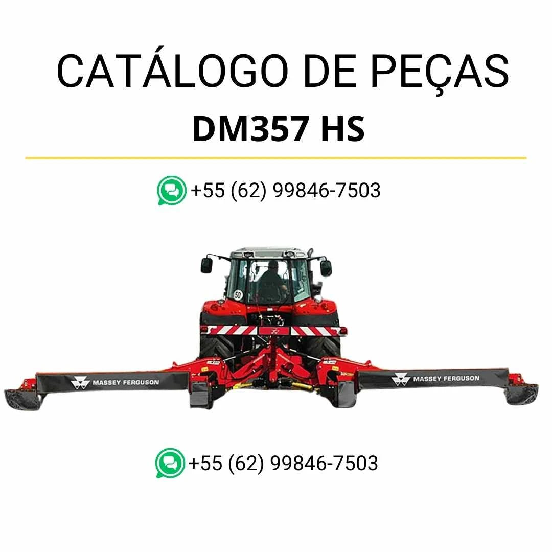 Catálogo de peças Massey Ferguson DM357 HS TR RC MF NUU em PDF com diagramas detalhados e identificação precisa dos componentes da cortadora