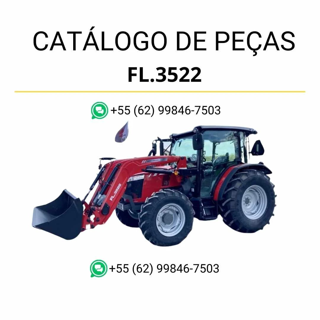 Catálogo de peças Massey Ferguson FL3522 em PDF com lista detalhada de componentes e diagramas do carregador frontal