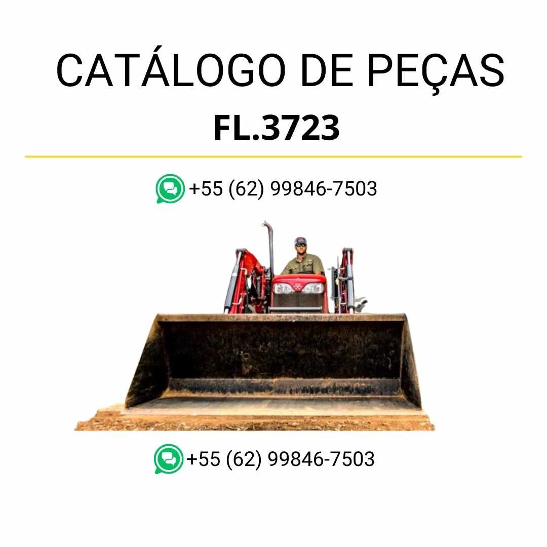 Catálogo de peças Massey Ferguson FL3723 em PDF com diagramas técnicos e identificação completa dos componentes do carregador frontal
