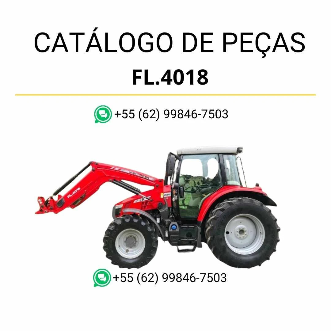 Catálogo de peças Massey Ferguson FL4018 em PDF com diagramas técnicos e identificação completa dos componentes do carregador frontal