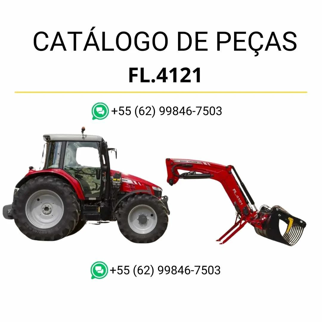 Catálogo de peças Massey Ferguson FL4121 em PDF, com mais de 400 páginas e diagramas completos do carregador frontal para identificação técnica