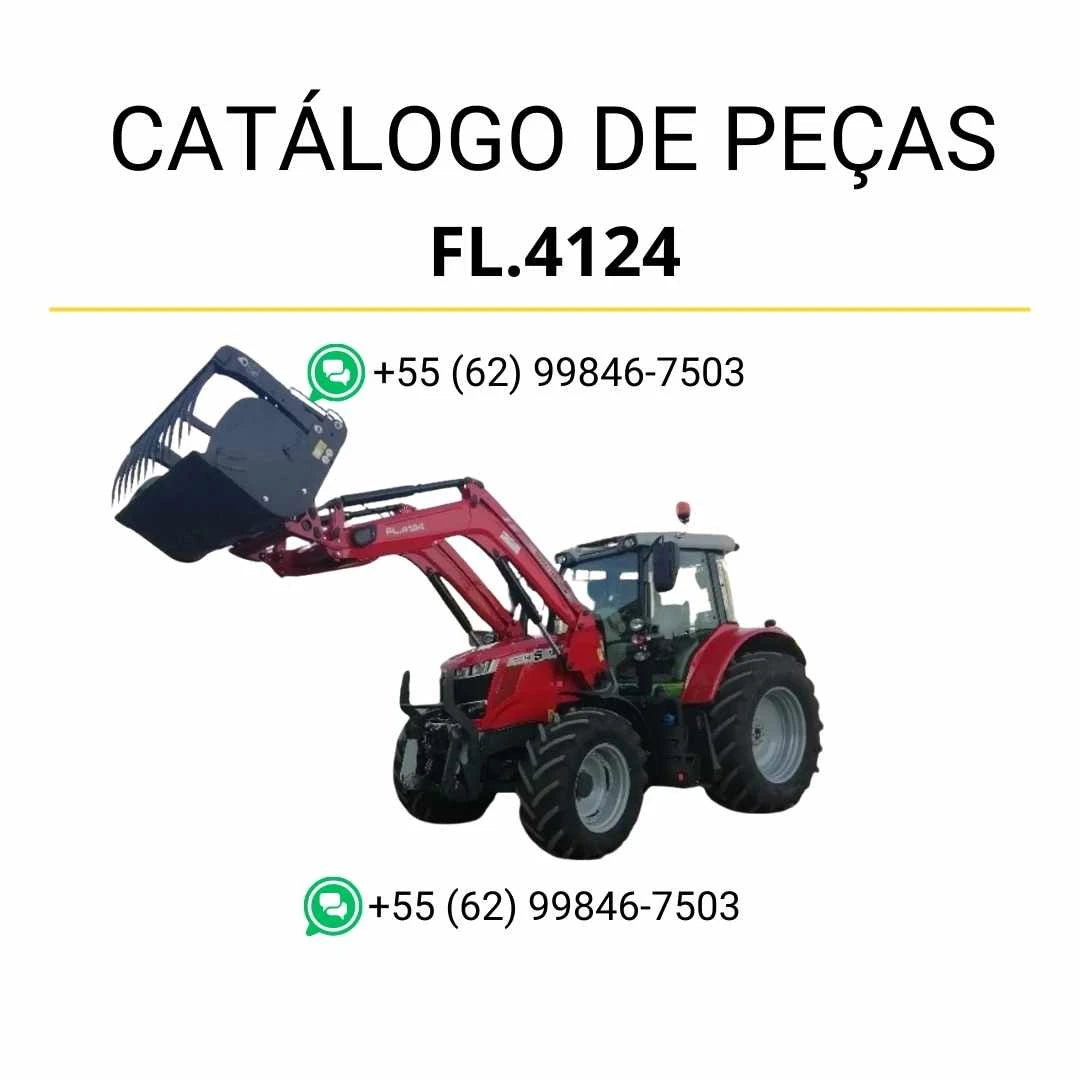 Catálogo de peças Massey Ferguson FL4124 em PDF com vistas explodidas do carregador frontal e identificação detalhada dos componentes