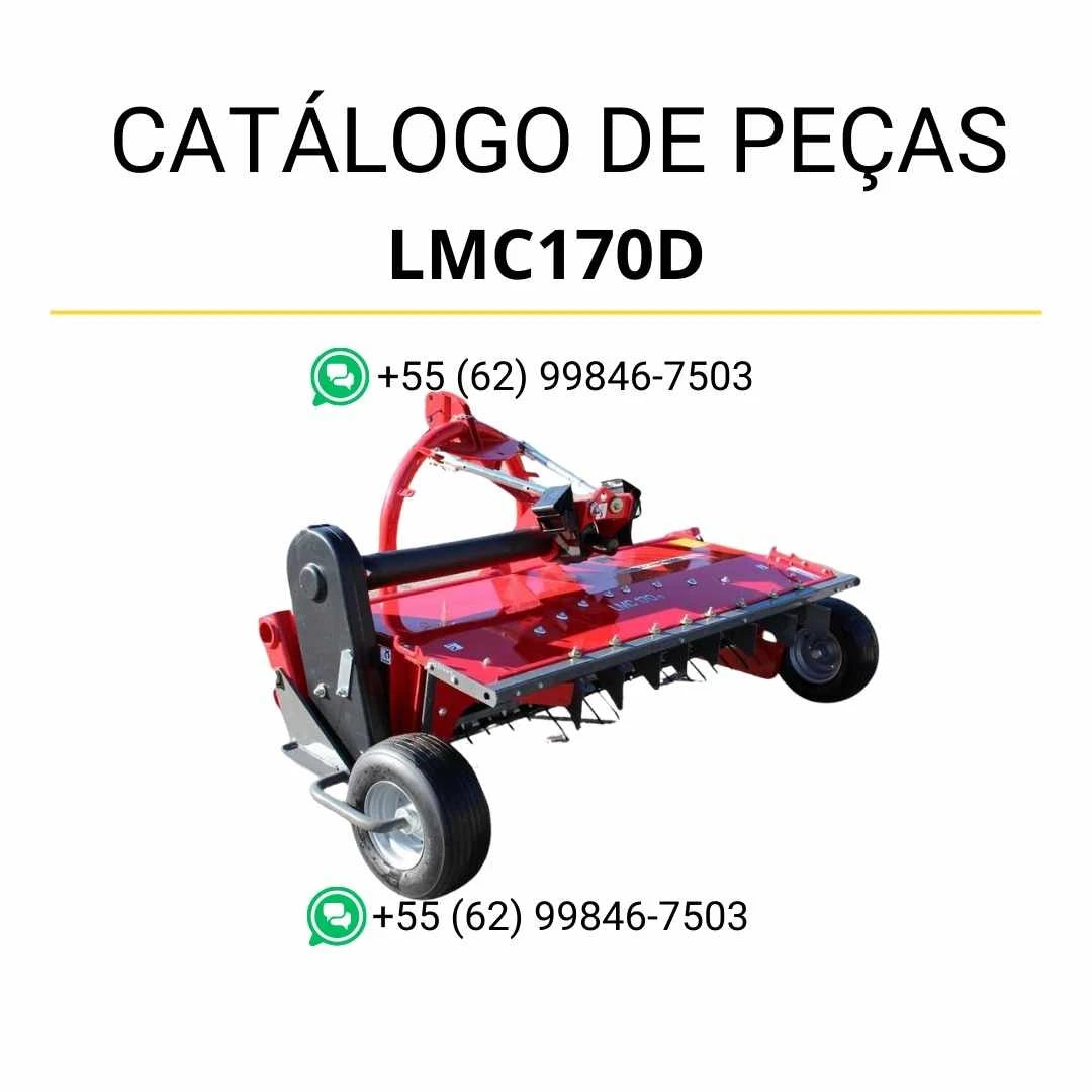 Catálogo de peças Massey Ferguson LMC170D NUT Cortadora em PDF com ilustrações técnicas e identificação detalhada dos conjuntos e componentes