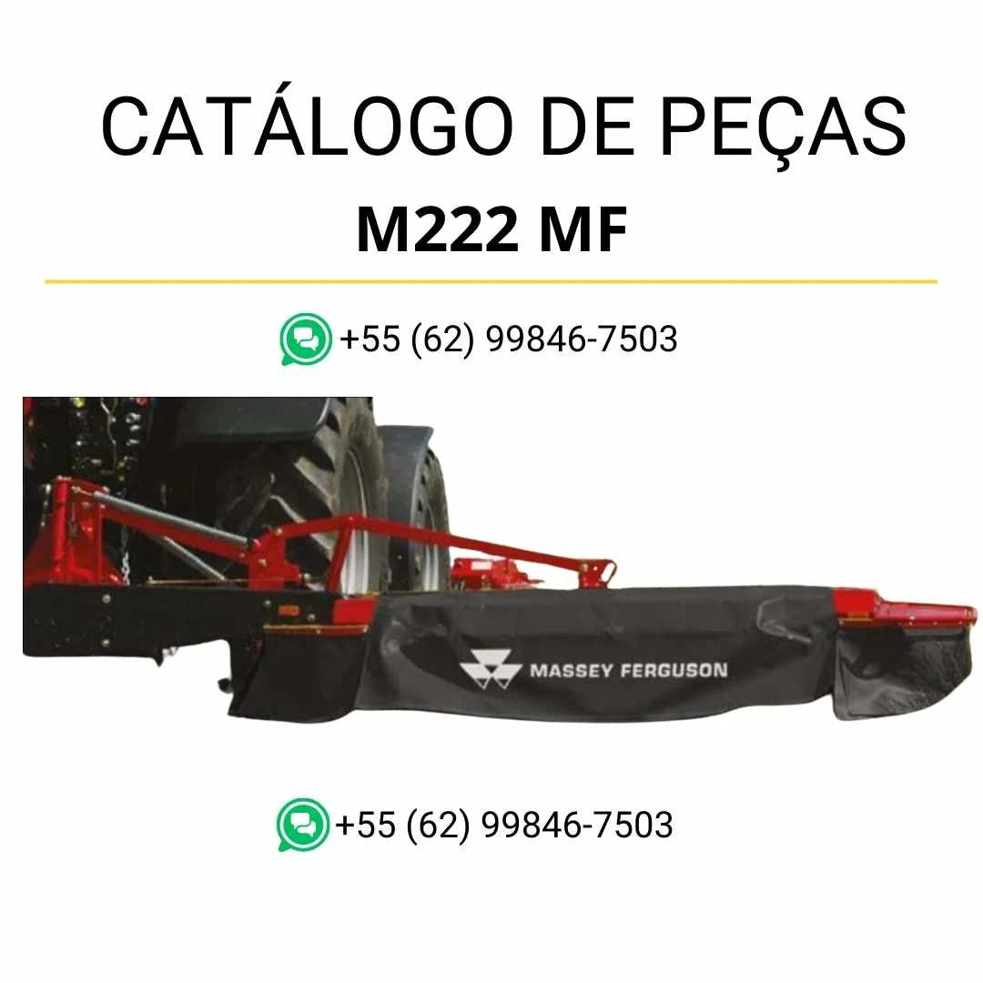 Catálogo de peças Massey Ferguson M222 MF NUO Cortadora em PDF com diagramas ilustrados e identificação completa dos componentes