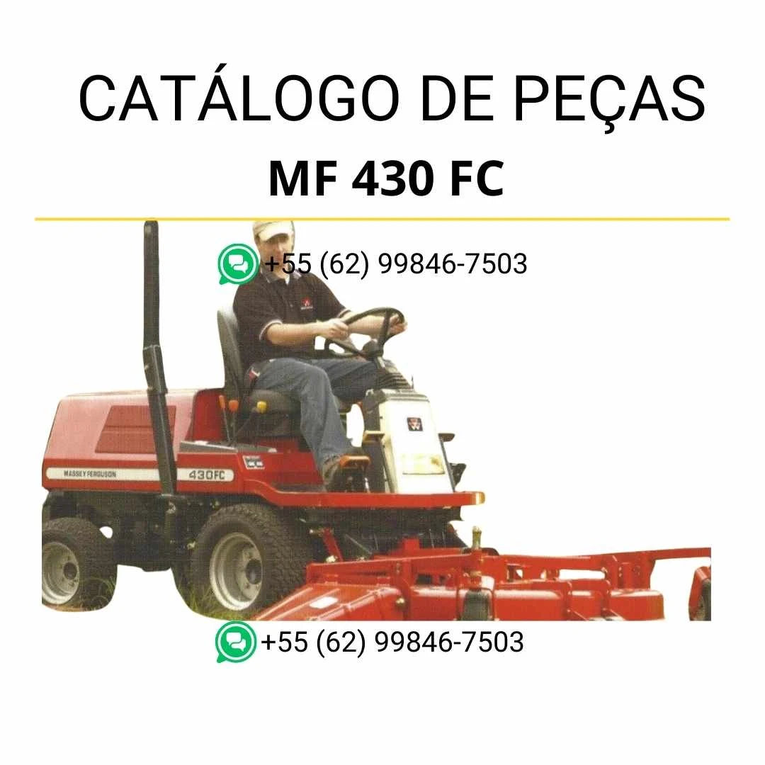 Catálogo de peças Massey Ferguson MF 430 FC cortador em PDF, com diagramas ilustrados e identificação detalhada dos componentes para manutenção.
