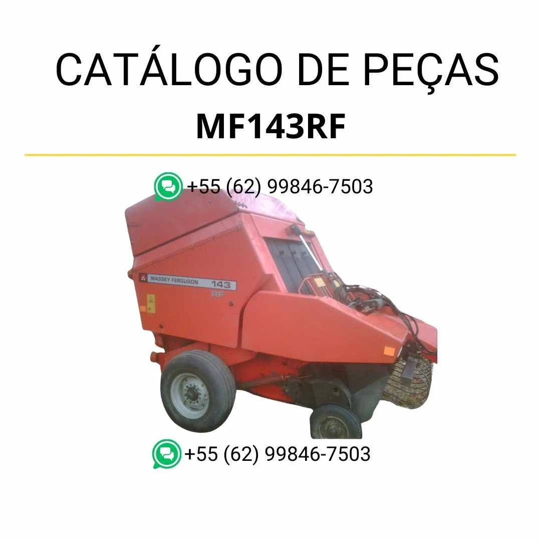 Catálogo de peças Massey Ferguson MF143RF e 143S Enfardadeira em PDF com diagramas ilustrados e identificação detalhada dos componentes