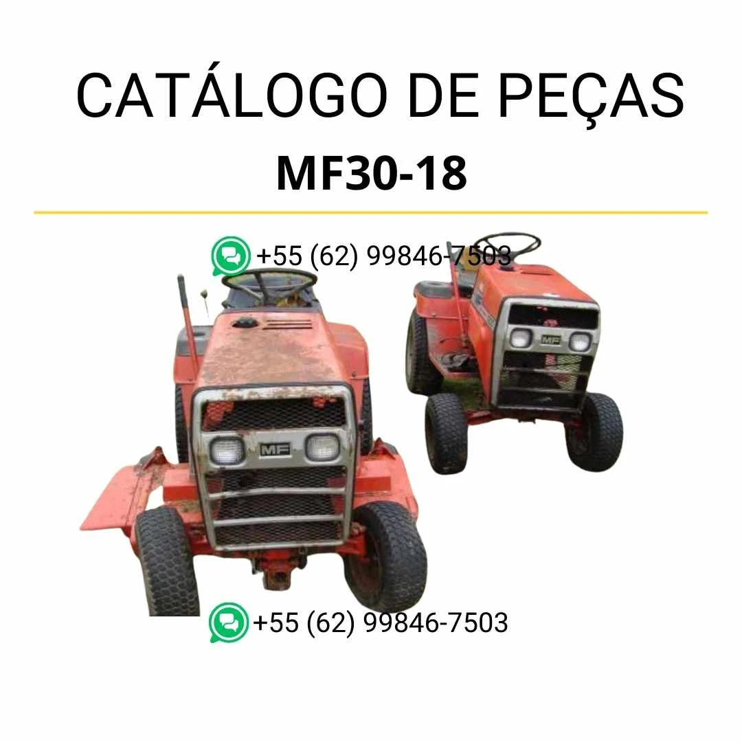 Catálogo de peças Massey Ferguson MF30-18 cortador em PDF, com diagramas técnicos detalhados e identificação completa dos componentes.