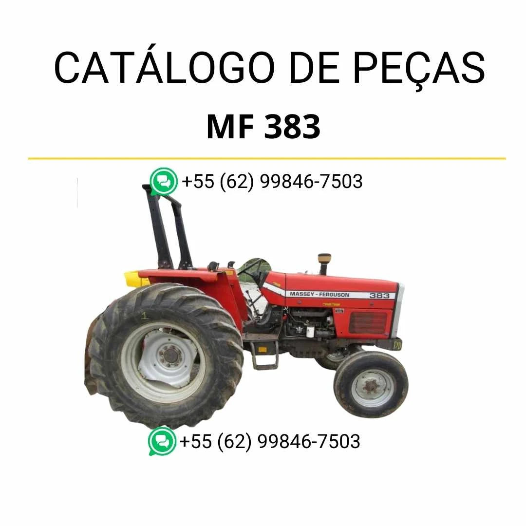 Catálogo de peças Massey Ferguson MF 383 em PDF com vistas explodidas e identificação detalhada dos componentes do trator