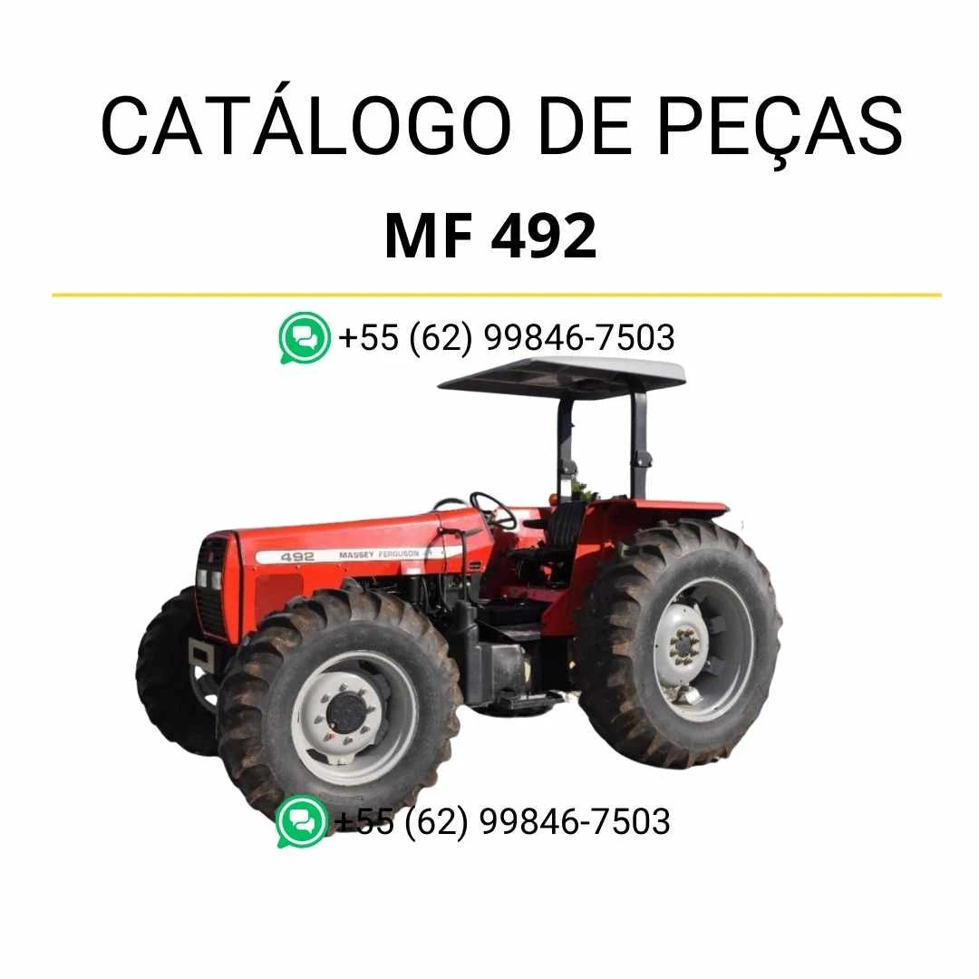 Catálogo de peças Massey Ferguson MF 492 em PDF com diagramas técnicos, identificação de componentes e lista completa de peças do trator