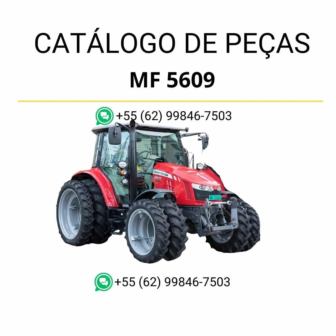 Catálogo de peças Massey Ferguson MF 5609 em PDF com vistas explodidas, identificação de componentes e lista técnica do trator