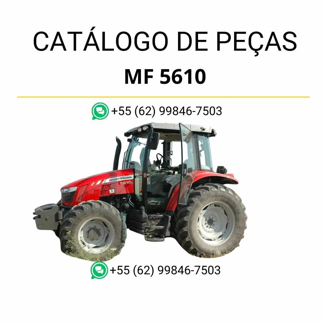 Catálogo de peças Massey Ferguson MF 5610 em PDF com ilustrações técnicas, identificação de componentes e listas completas para manutenção