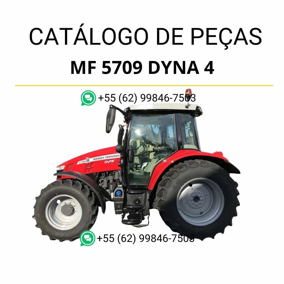 Catálogo de peças Massey Ferguson MF 5709 Dyna 4 em PDF, com diagramas detalhados e lista completa de componentes originais para manutenção