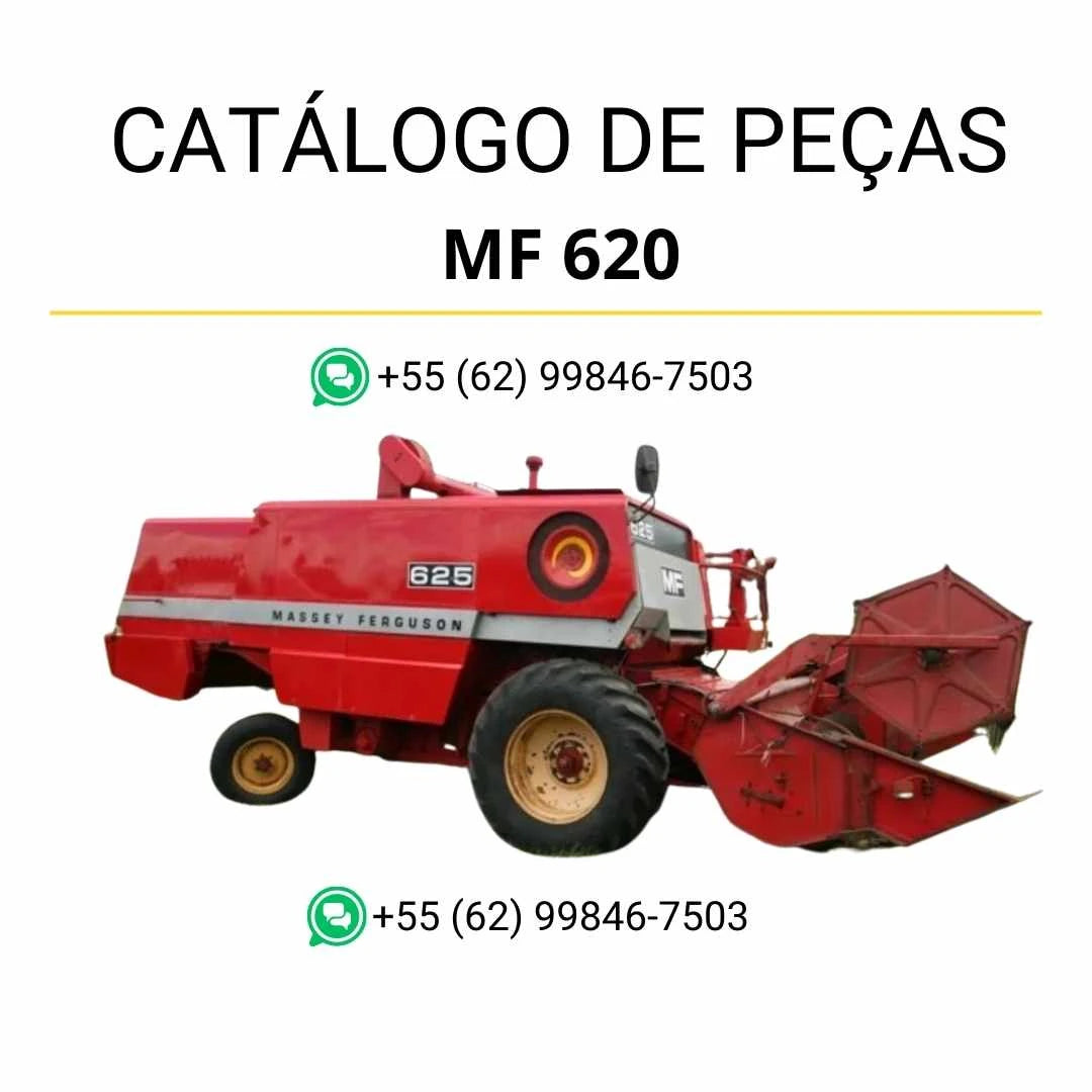Catálogo de peças Massey Ferguson MF 620 e 625 Combines em PDF, com ilustrações técnicas e identificação completa dos componentes