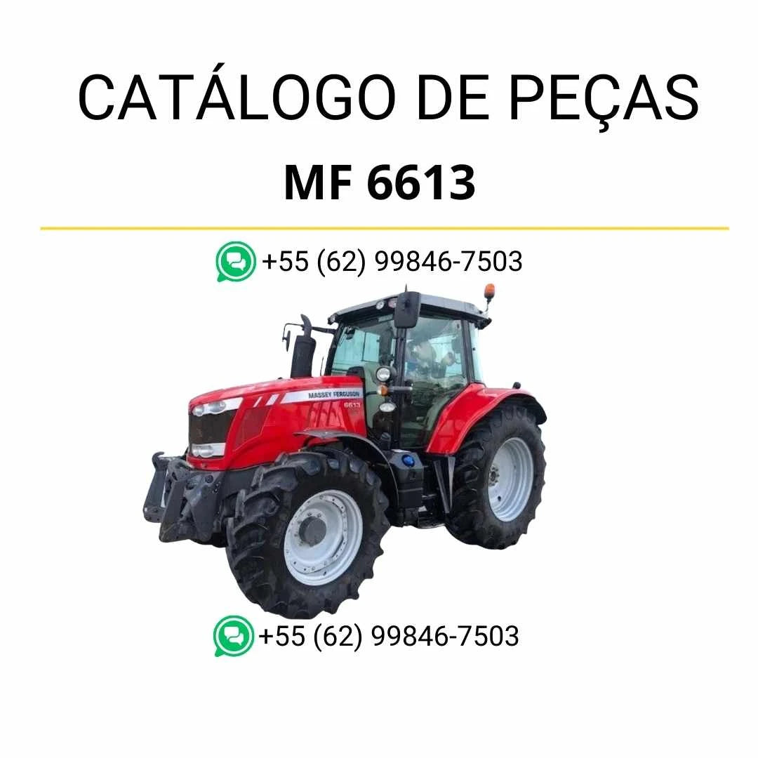Catálogo de peças PDF Massey Ferguson MF 6613 Dyna 4 para trator, com diagramas detalhados e identificação completa de componentes.