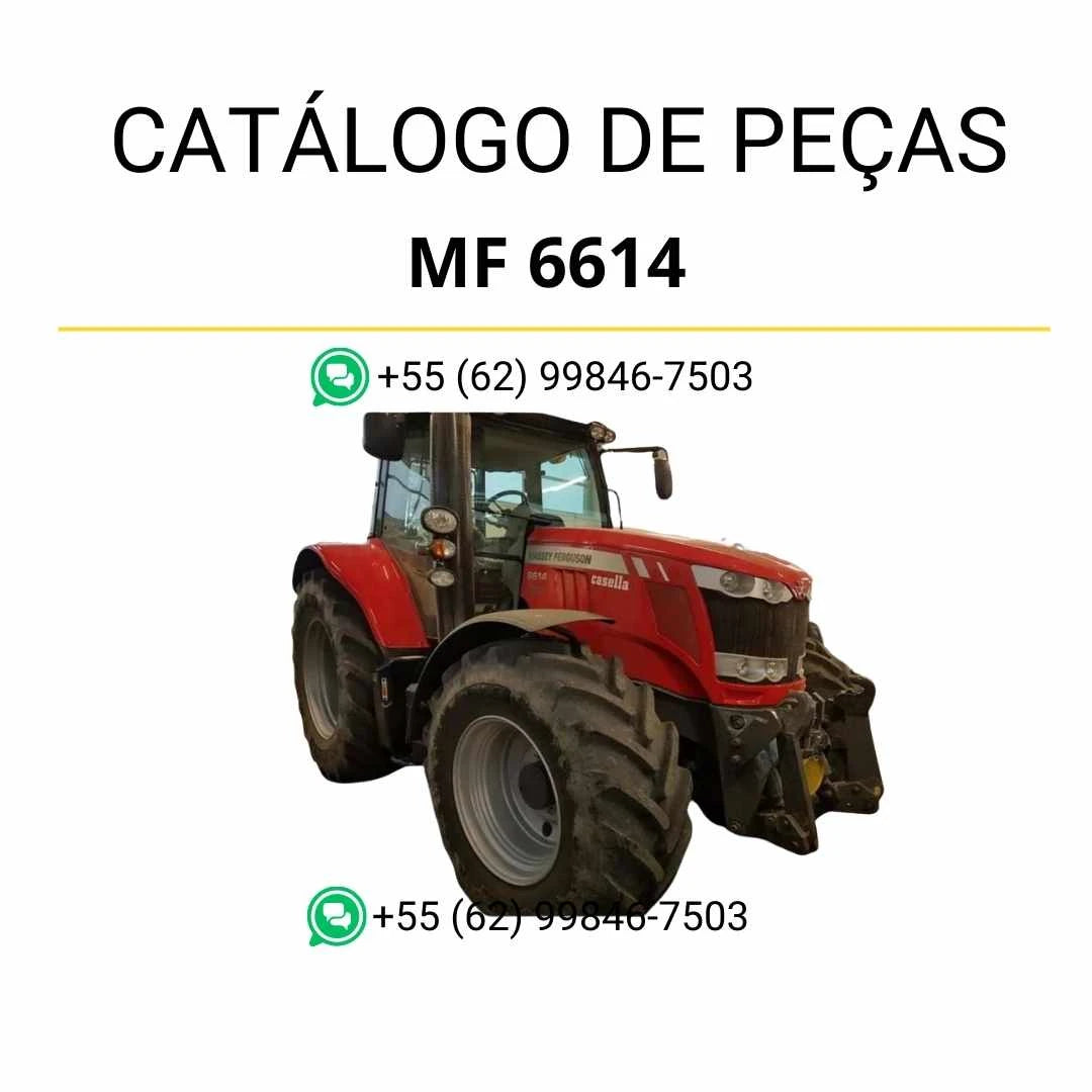 Catálogo de peças PDF Massey Ferguson MF 6614 Dyna 6 para trator, com ilustrações técnicas e identificação detalhada de componentes.