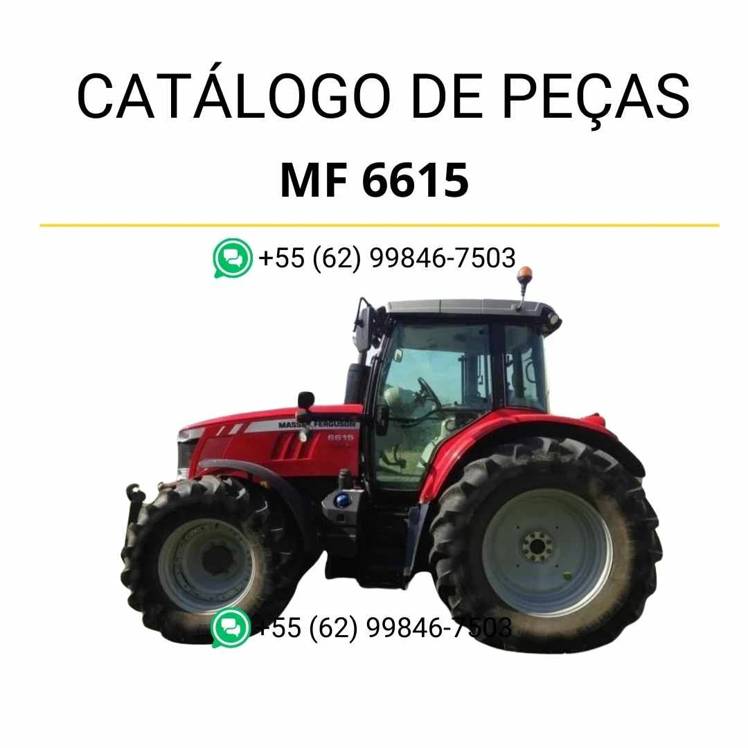 Catálogo de peças PDF Massey Ferguson MF 6615 Dyna 4 para trator, com diagramas explodidos e identificação completa dos componentes.