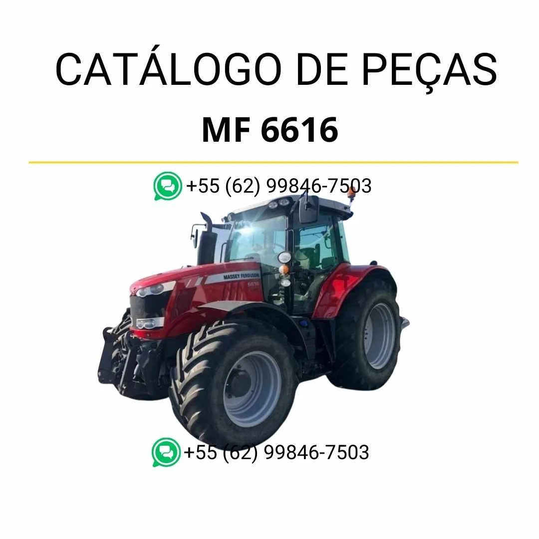 Catálogo de peças PDF Massey Ferguson MF 6616 Dyna 6 para trator, com identificação de componentes e diagramas detalhados.