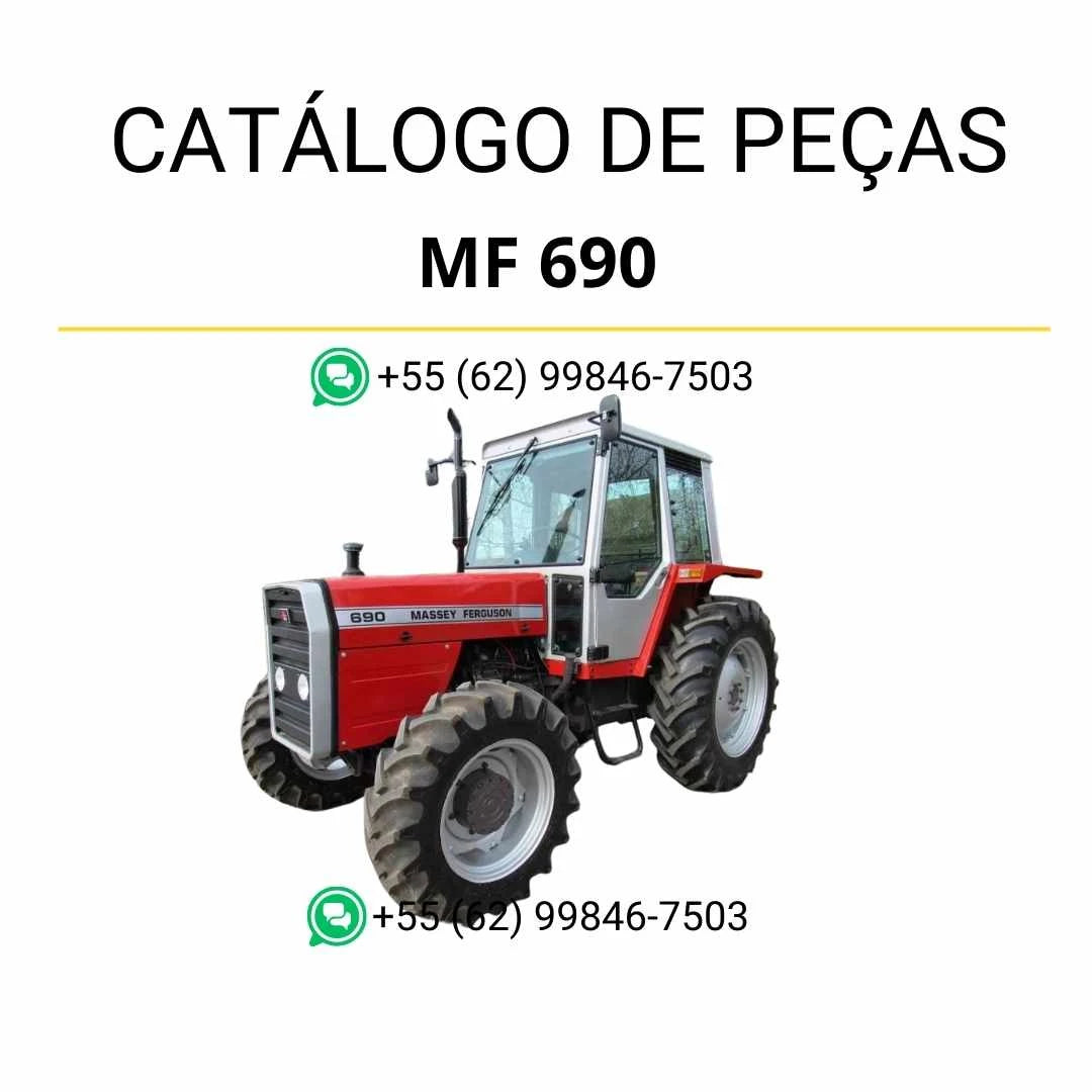 Catálogo de peças PDF Massey Ferguson MF 690 FR para trator, com ilustrações técnicas e identificação completa dos componentes originais.