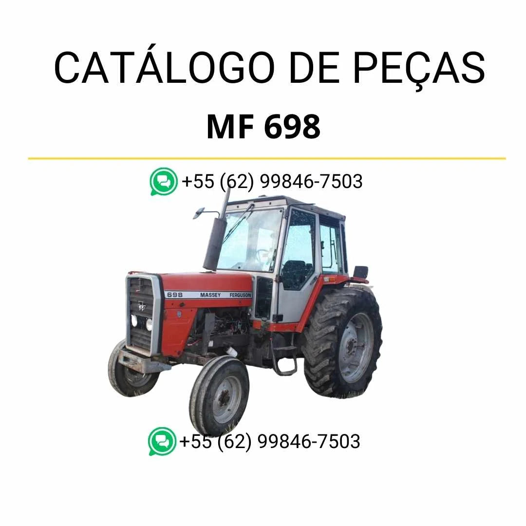 Catálogo de peças PDF Massey Ferguson MF 698 FR para trator, com diagramas detalhados e identificação completa dos componentes originais.